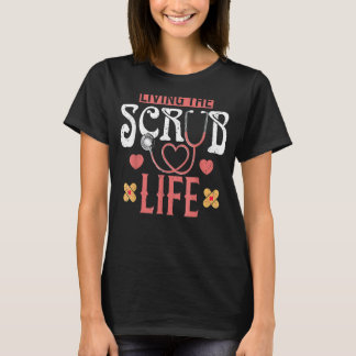 Camiseta Vivendo A Enfermeira Do Estetoscópio Da Vida Escru