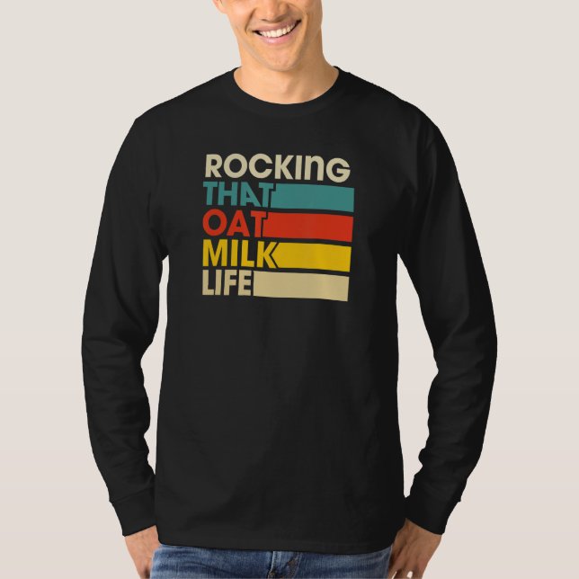 Camiseta Vivendo a Vida de Leite de Aveia com Estilo Retrô  (Frente)