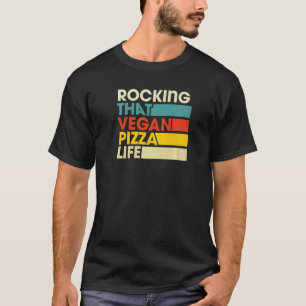 Camiseta Vivendo a Vida de Pizza Vegana com Estilo Retrô Vi