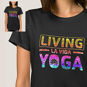 Camiseta Vivendo La Vida Yoga Pastel Rainbow em preto