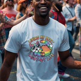 Camiseta Vivendo minha melhor gata de orgulho de vida LGBT-