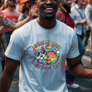 Camiseta Vivendo minha melhor gata de orgulho de vida LGBT-
