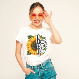 Camiseta "Vivendo Minha Melhor Vida" Girassol