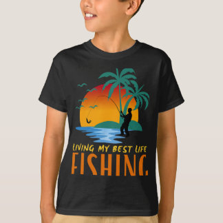 Camiseta Vivendo Minha Melhor Vida Vivo Para Pescar E Pesca