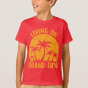 Camiseta Vivendo no Tempo da Ilha Palmeiras e Pôr do Sol