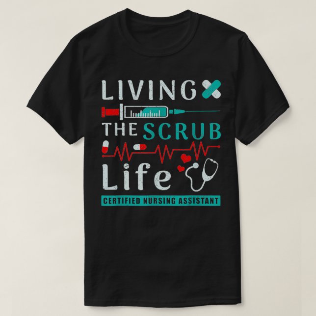 Camiseta Vivendo o Assistente de Enfermagem Certificada de  (Frente do Design)
