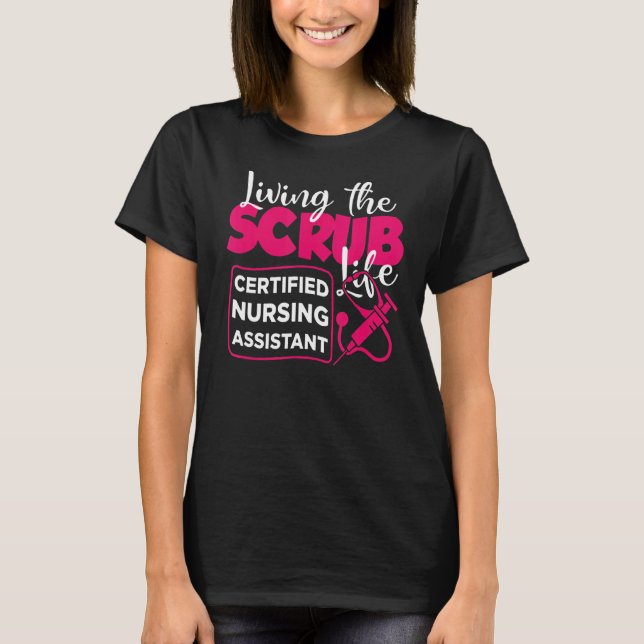Camiseta Vivendo O Assistente De Enfermagem Com Certificaçã (Frente)