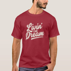 Camiseta Vivendo o Sonho Creme Branco Design de Roteiro Ret