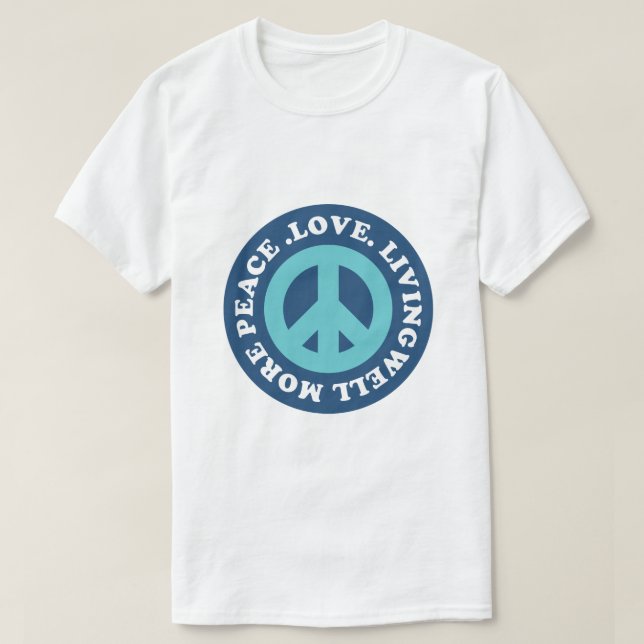 Camiseta Viver Bem com Amor – Design de Tipografia da Paz (Frente do Design)