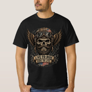 Camiseta Viver Para Andar Andar Para Viver Crânio Motoqueir