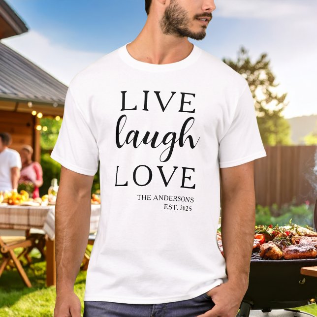 Camiseta Viver Rir Amar Nome Estabelecido  (Criador carregado)