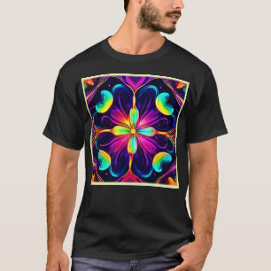 Camiseta Vivid Neon Floral Mandala Art