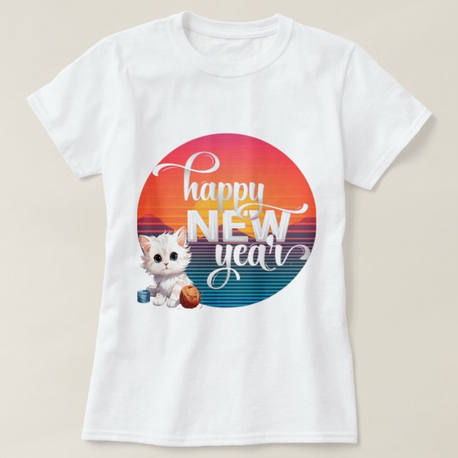 Camiseta "Vivid Vogue: Feliz 2024 Ano Novo Fashion Bliss" (Frente do Design)