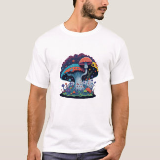 Camiseta Vivididamente Detalhada Aquarela Arte De Cogumelo
