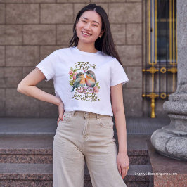 Camiseta Vivivid Watercolor Lovebird Voa Livre, Ama Sem Dó