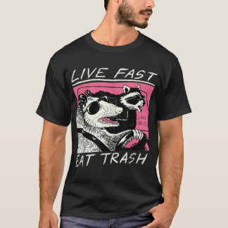 Camiseta Vivo Comendo Rápido Lixo Engraçado Retro Rótulo Og
