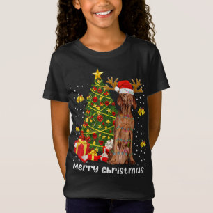 Camiseta Vizsla Christmas Lights Tree Papais noeis Xmas Paj