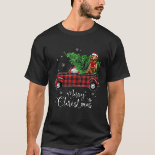 Camiseta Vizsla Dog Breu Truck Red Christmas Dog