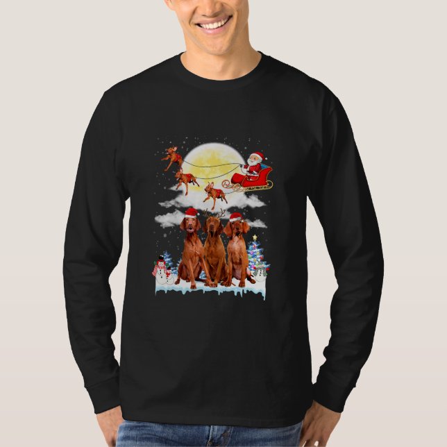 Camiseta Vizsla Dog Papais noeis Sleigh Christmas Lover  (Frente)