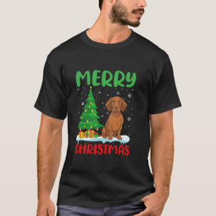 Camiseta Vizsla Dog Tree Xmas Sweater Men Mulheres Cristo F