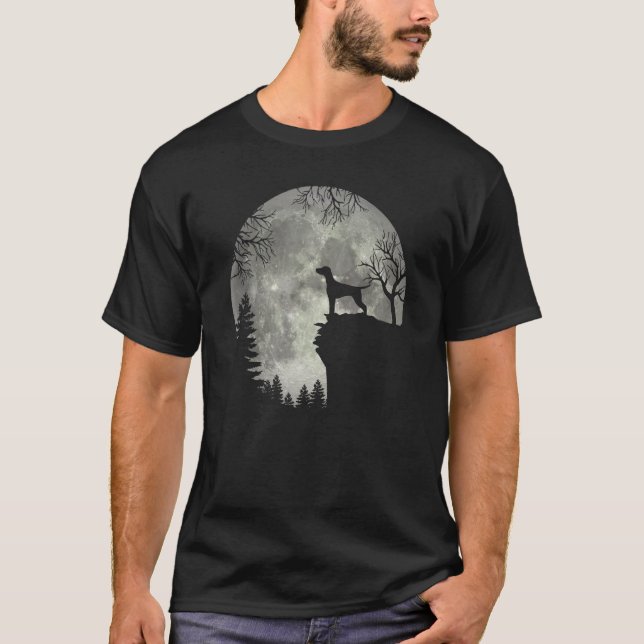 Camiseta Vizsla E Moon Halloween (Frente)