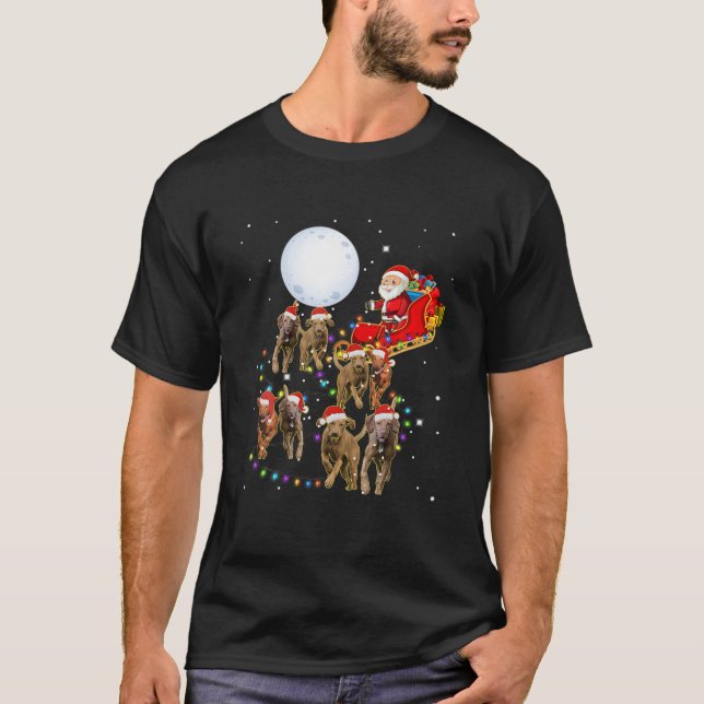 Camiseta Vizsla Funny Reindeer Papais noeis da Lua de Natal (Frente)