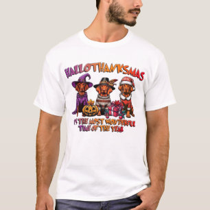 Camiseta Vizsla Halloween Ação de Graças Natal Clássico T-