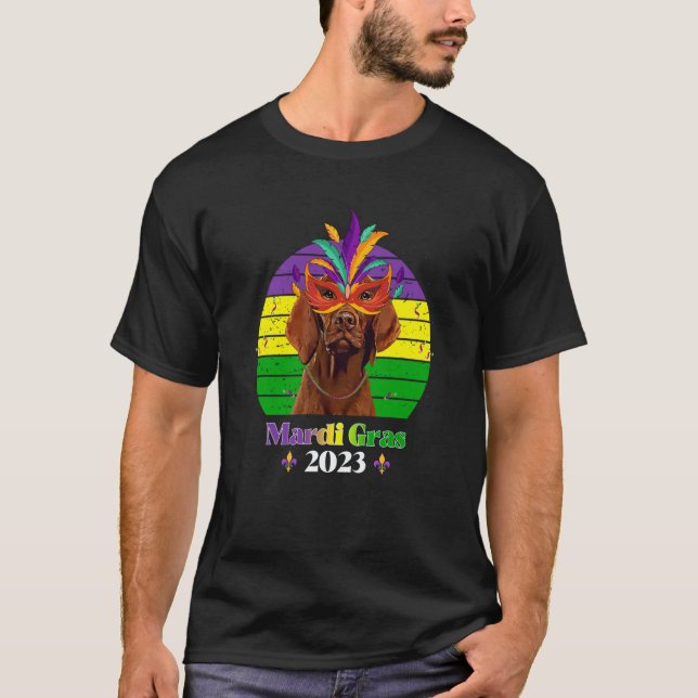 Camiseta Vizsla Party Dog Mardi Gras 2023 (Frente)
