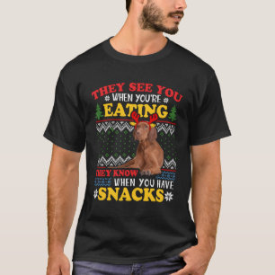 Camiseta Vizsla Ugly Xmas Eles Vêm Que Você Está Comendo Pa