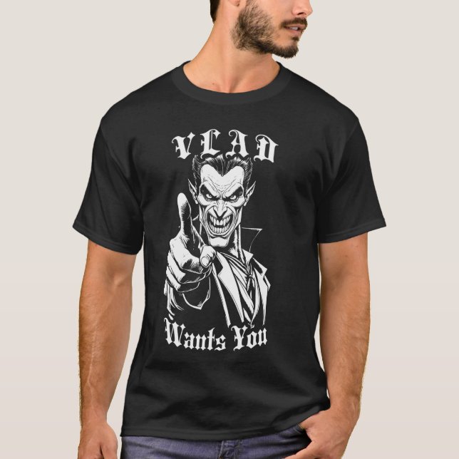 Camiseta Vlad Quer Que Seu Vampiro Engraçado Halloween Chor (Frente)