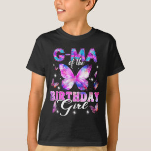 Camiseta Vó da família de borboletas da garota aniversarian