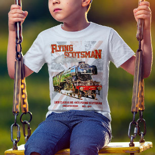 Camiseta Voando escocês Vapor Comboio Inglês Locomotiva