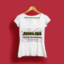 Camiseta Voando escocês Vapor Comboio Inglês Locomotiva