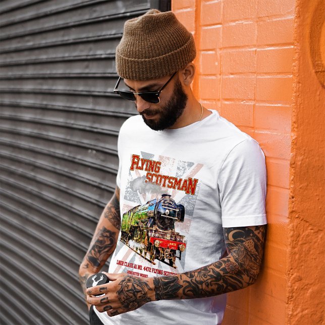 Camiseta Voando escocês Vapor Comboio Inglês Locomotiva (Flying Scotsman Steam Train English Locomotive. Mens Basic T-Shirt)