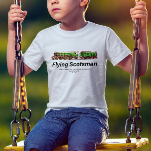 Camiseta Voando escocês Vapor Comboio Inglês Locomotiva