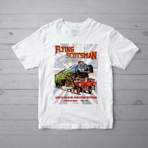 Camiseta Voando escocês Vapor Comboio Inglês Locomotiva