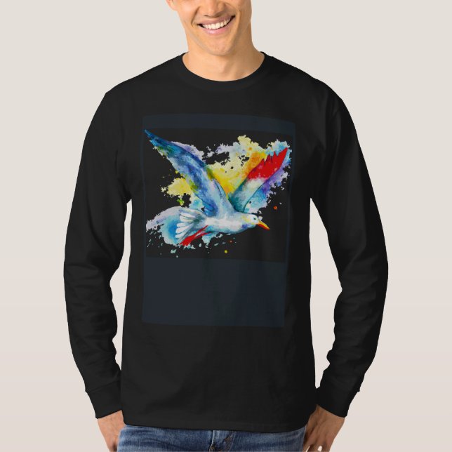 Camiseta Voar Como Uma Gaivota Pintada (Frente)