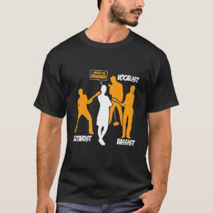 Camiseta Vocalista Guitarrista Baixista Eu Prefiro O Bateri