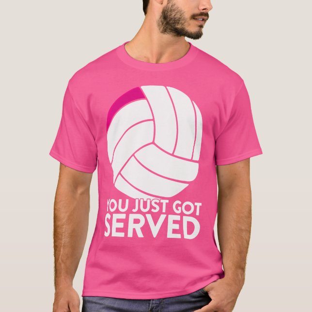Camiseta Você Acabou De Ser Servida De Voleibol Branco Rosa (Frente)