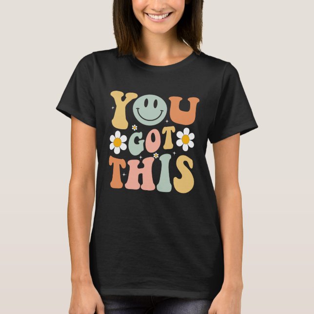 Camiseta Você Consegue Dia de Teste Motivacional Retrô (Frente)