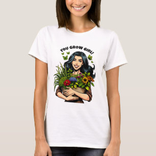Camiseta Você Cresce Garota Amantes De Plantas Retro Funn