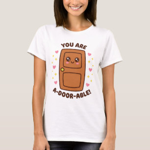 Camiseta Você É A-door-ável Engraçado Fofo Kawaii Trocadilh