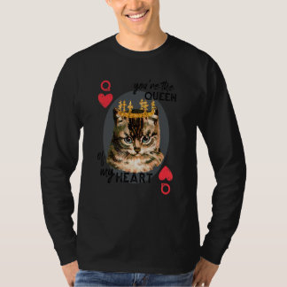 Camiseta Você é a Rainha do meu Coração Vermelho Cat Mãe Cr