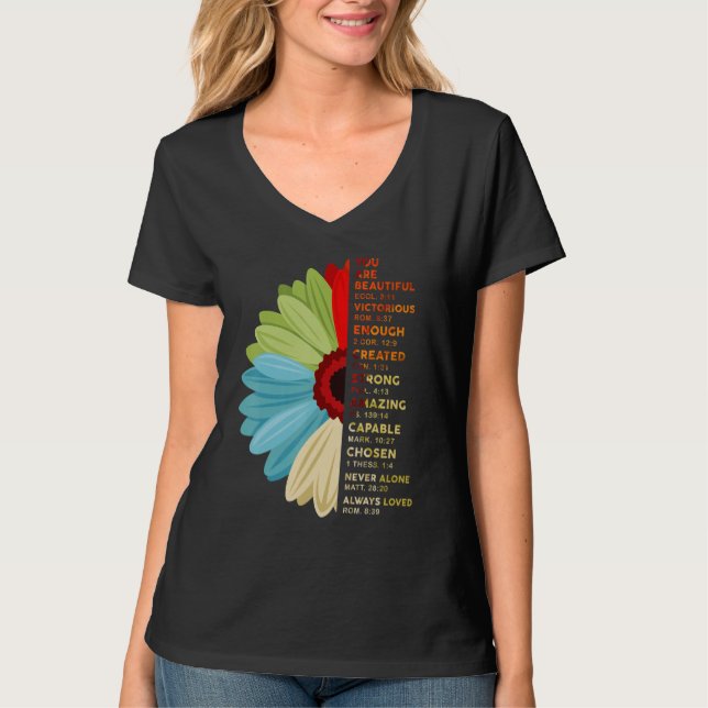 Camiseta Você É Bela Vitoriosa O Suficiente Da Daisy Flower (Frente)