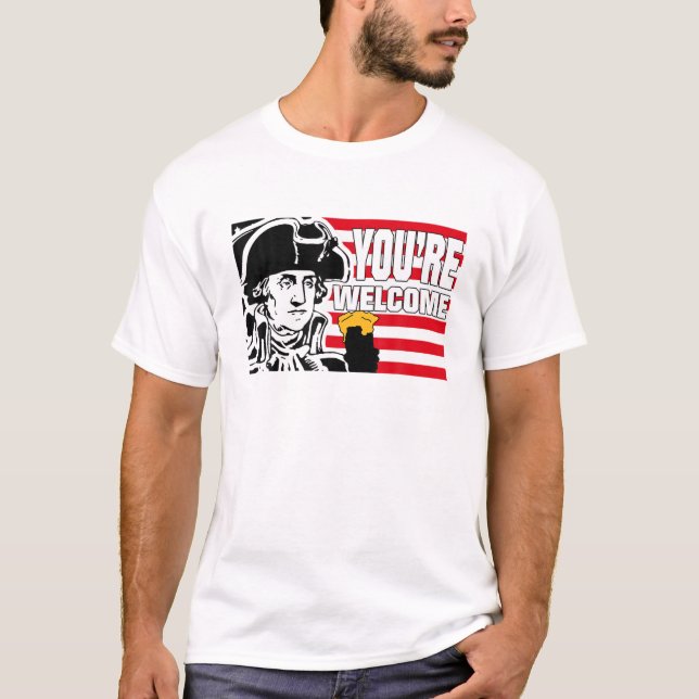 Camiseta Você é bem-vinda Cerveja 4 de julho Americano Geor (Frente)