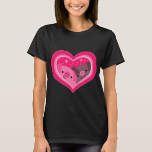Camiseta Você E Eu (Porcos De Cartoon Bonitos) Mulheres
