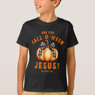 Camiseta Você é Fall-o-ween Jesus Mateus 4-19 Halloween P
