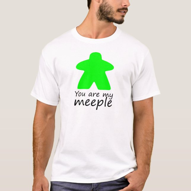 Camiseta Você é meu meeple - esboço verde do W. (Frente)