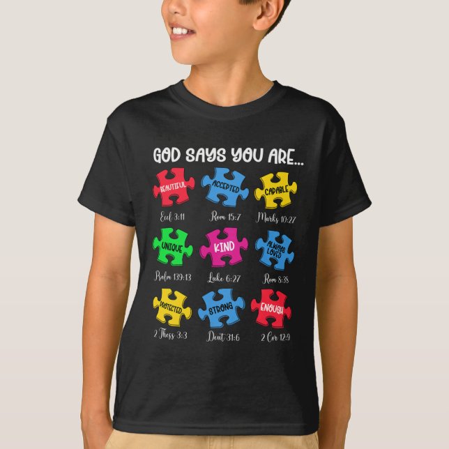 Camiseta Você é Quebra-cabeça de consciência autista Versos (Frente)