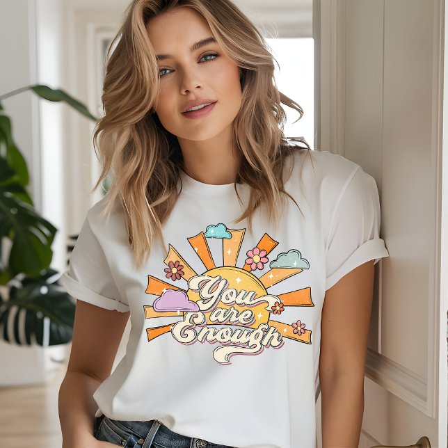 Camiseta Você É Suficiente Em Termos De Tipografia, Saúde M (Criador carregado)